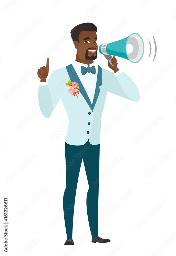 Young african-american groom making announcement . Young african-american groom making announcement .