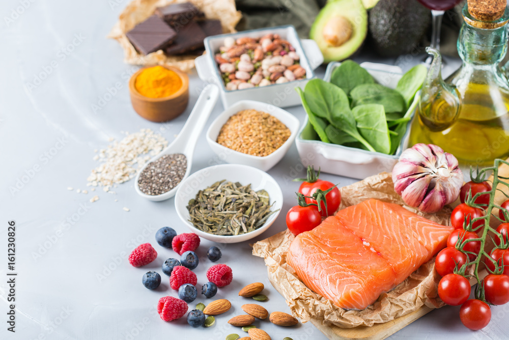 Assortment of healthy food low cholesterol Assortment of healthy food low cholesterol