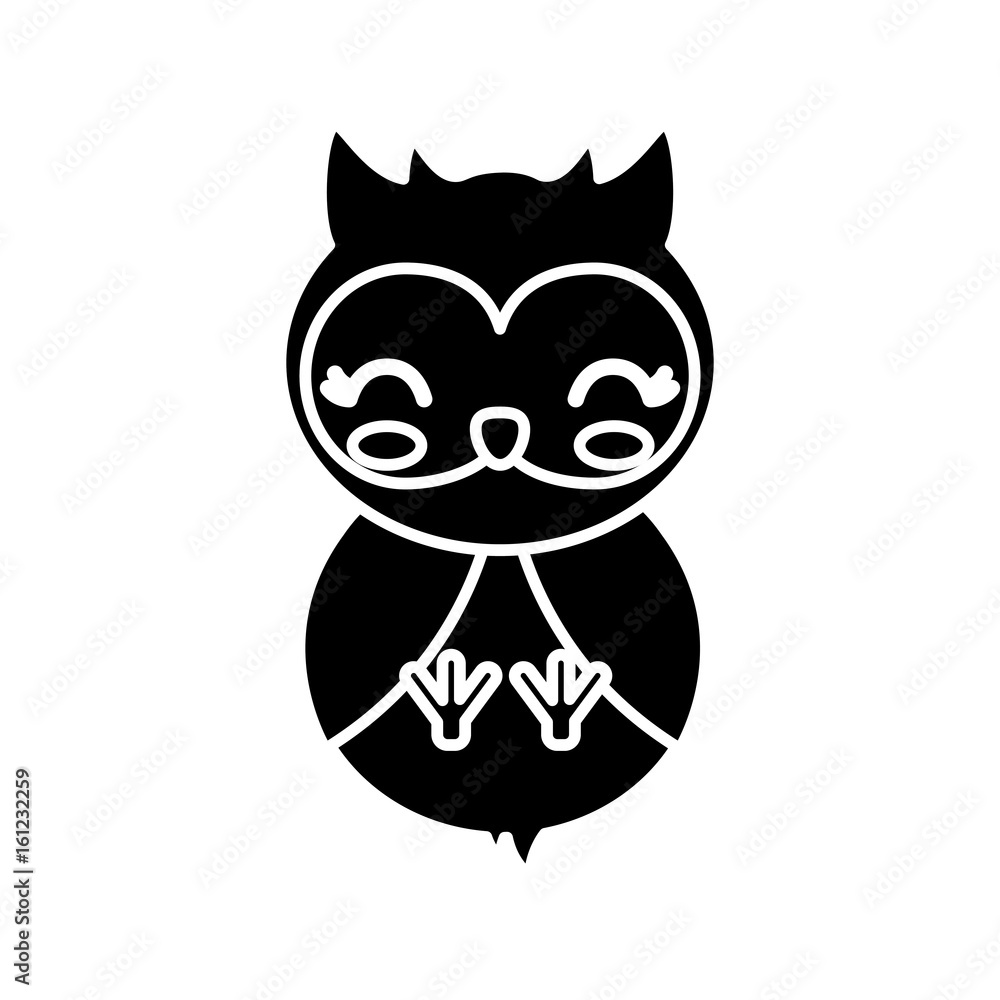 kawaii owl animal icon over white background vector illustration
