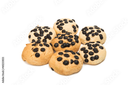 Biscuits with chocolate drops isolated
