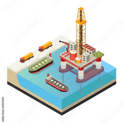Isometric Water Oil Platform Concept