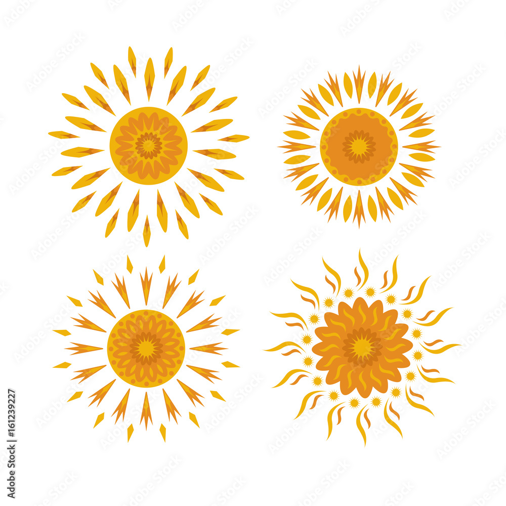 Set of suns on a white background Set of suns on a white background