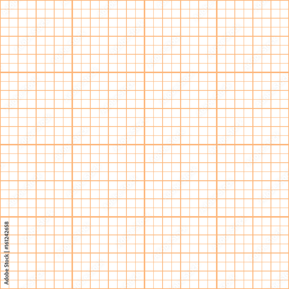 Vector orange inch graph paper seamless pattern