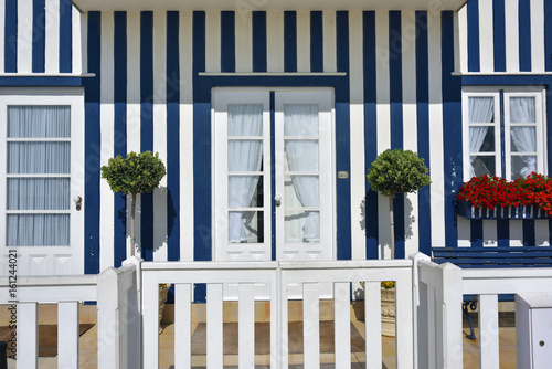 Striped colored houses, Costa Nova, Beira Litoral, Portugal, Europe