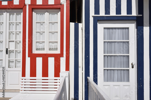 Striped colored houses, Costa Nova, Beira Litoral, Portugal, Europe