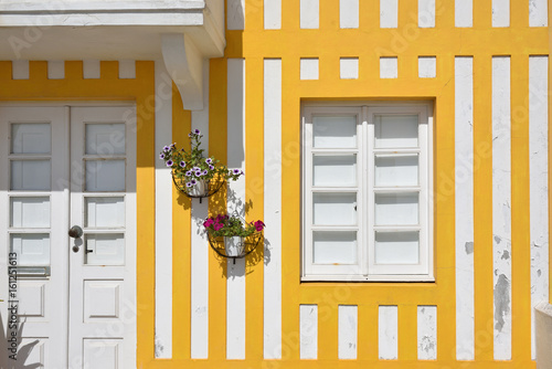Striped colored houses, Costa Nova, Beira Litoral, Portugal, Europe