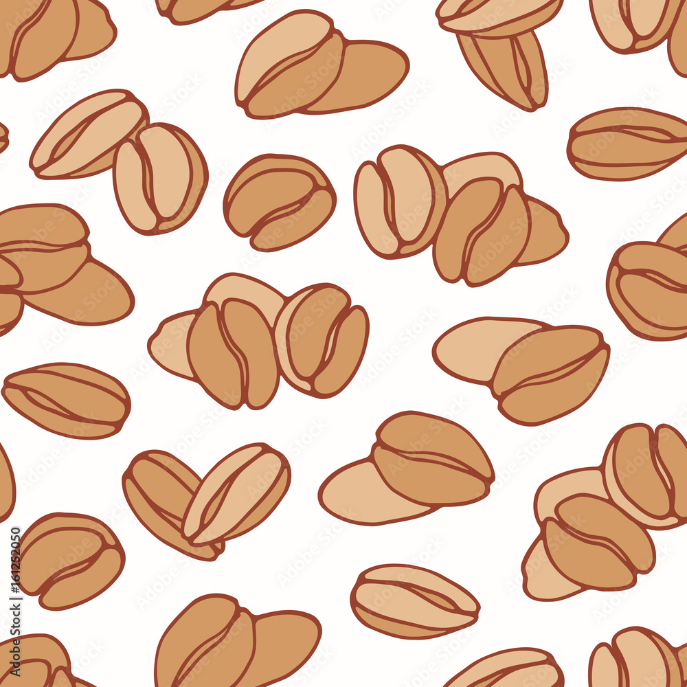Hand drawn seamless pattern with coffee beans. Background for cafe, kitchen or food package Hand drawn seamless pattern with coffee beans. Background for cafe, kitchen or food package