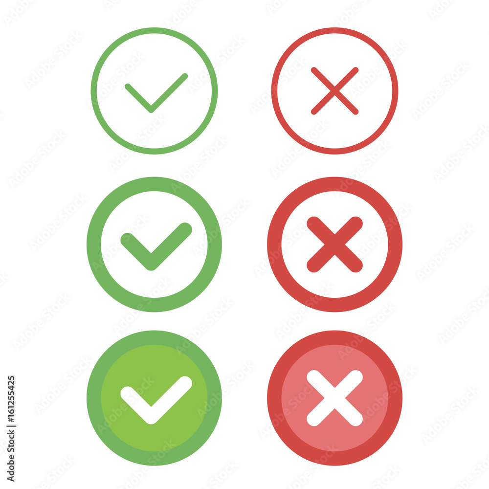 Check mark line icons set. Vector illustration Check mark line icons set. Vector illustration