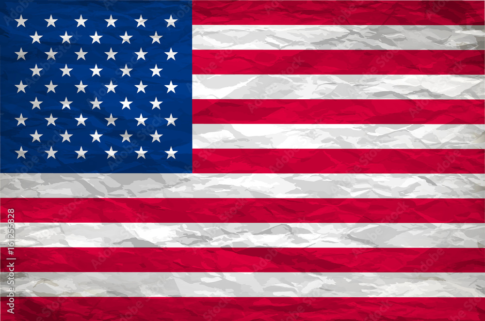 Fototapeta premium The USA flag painted on white paper with backgrond vector