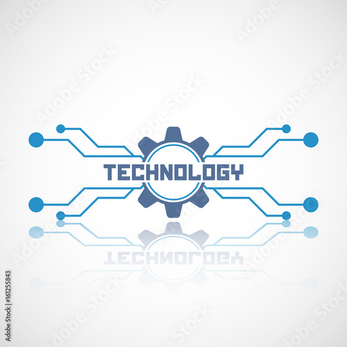 Abstract technology logo with reflect. Electronics icon.