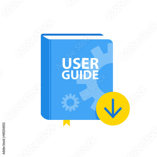 User Guide book download icon. Flat vector illustration