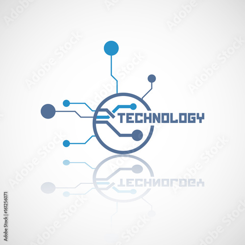 Abstract technology logo with reflect. Electronics icon.