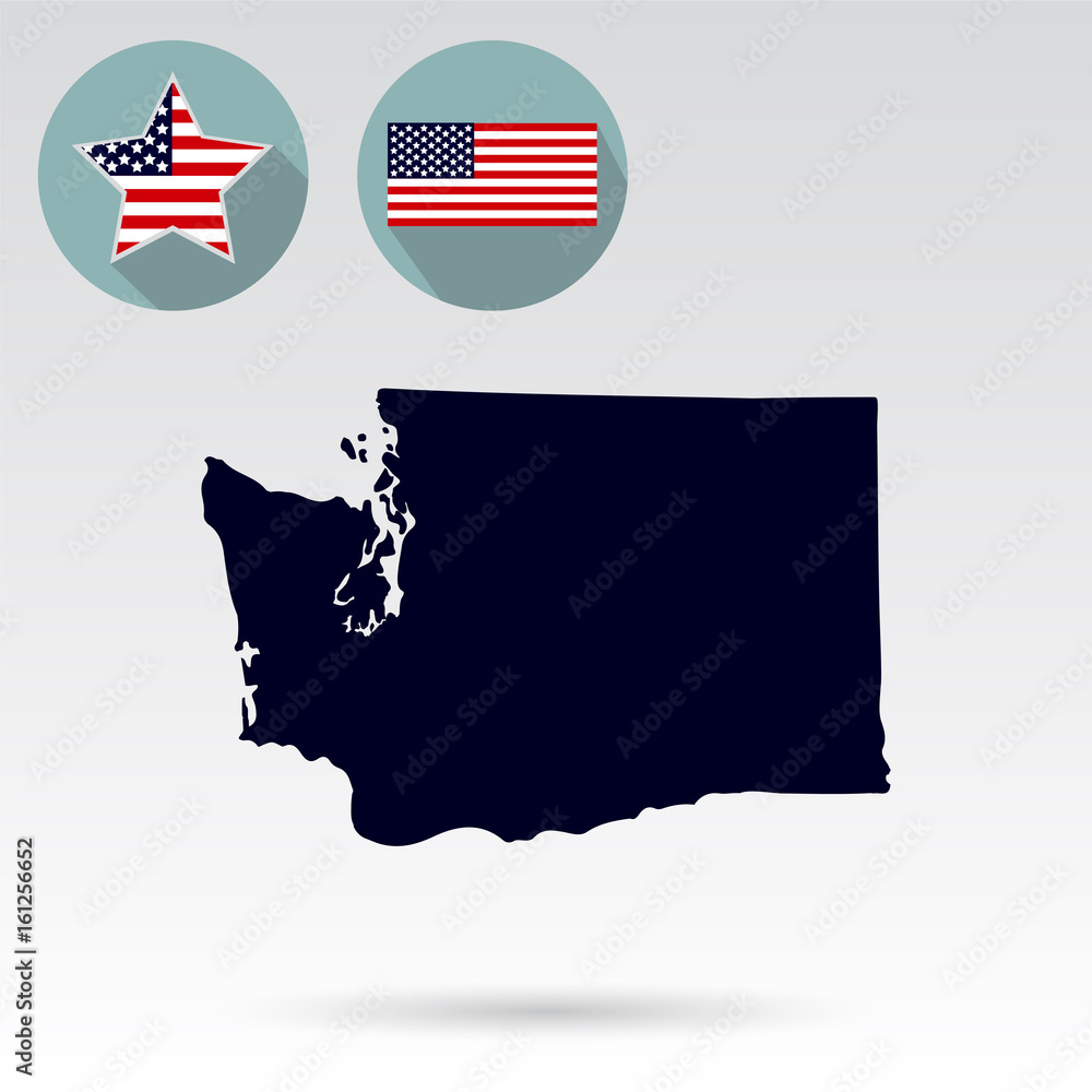 Fototapeta premium Map of the U.S. state of Washington on a white background. Ameri