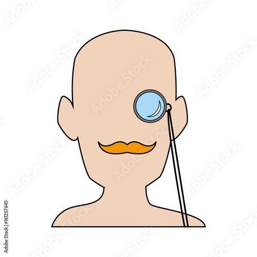 silhouette man portrait wear monocle vector illustration
