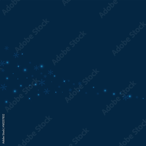 Sparse glowing snow. Comet with sparse glowing snow on deep blue background. Vector illustration.