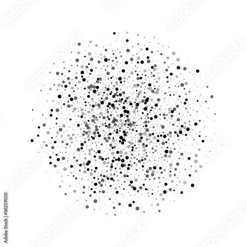 Dense black dots. Sphere with dense black dots on white background. Vector illustration.