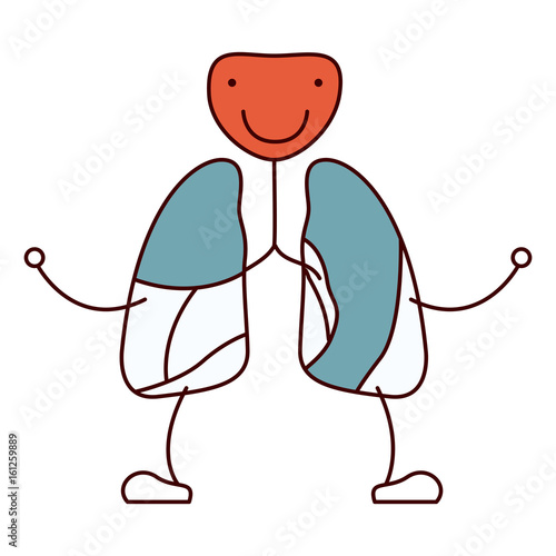 color sections hand drawing contour caricature respiratory system with windpipe vector illustration