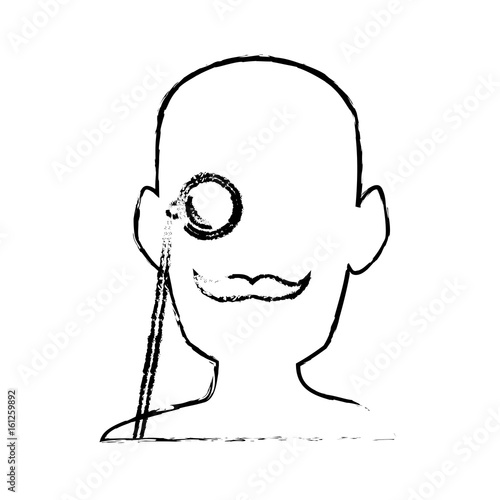 silhouette man portrait wear monocle vector illustration