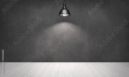 rustic emty room with spot light photo