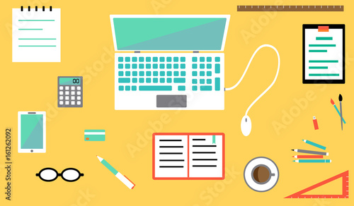 Vector flat illustration of office workplace