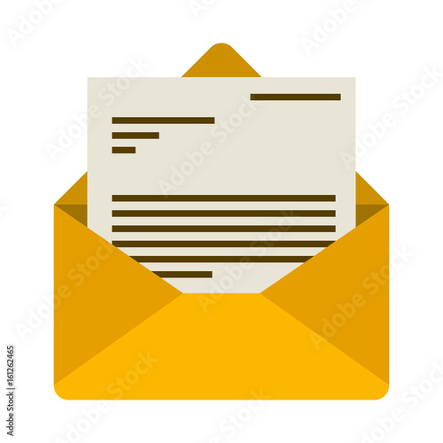 white background with colorful envelope mail opened with letter vector illustration