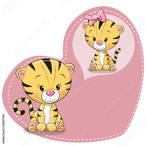 Fototapeta Naklejka Na Ścianę i Meble -  Cute cartoon Dreaming Tiger
