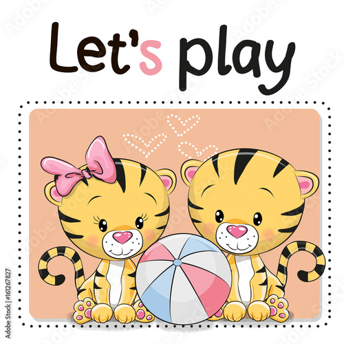 Fototapeta Naklejka Na Ścianę i Meble -  Two tigers with a ball