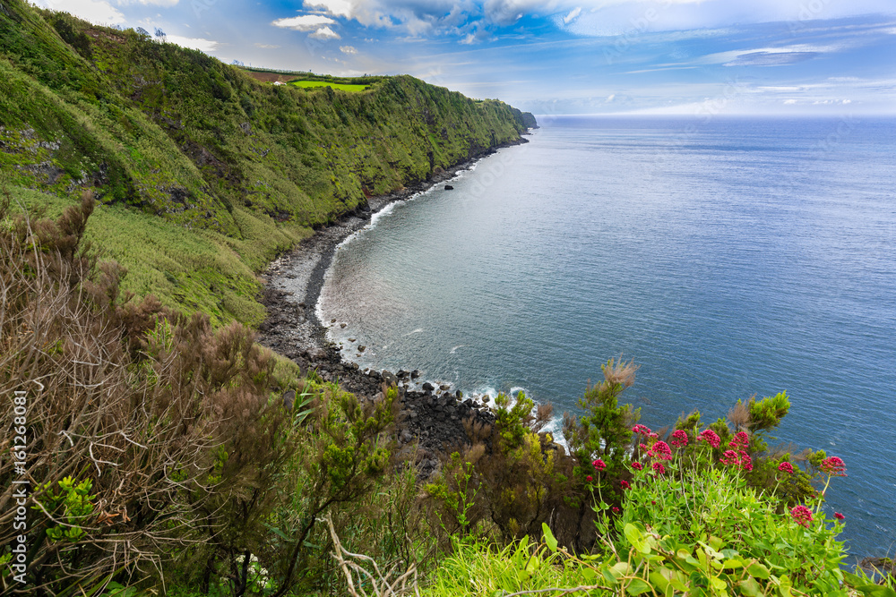 Coast and cliffs near Nordeste on the island of Sao Miguel Coast and cliffs near Nordeste on the island of Sao Miguel