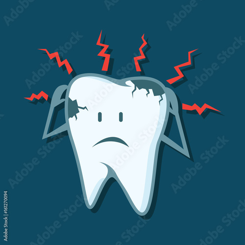 tooth bacteria and tooth for dentistry / stomatologist / dental clinic poster. flat vector illustration
