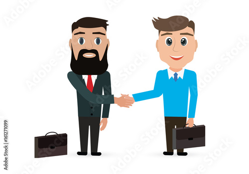 Two business man shaking hands. illustration vector of business concept.