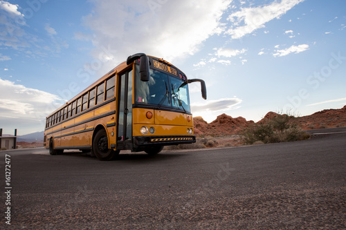 school bus on the road in Grand Canyon, USA