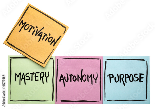 Slika na platnu mastery, autonomy, purpose - motivation concept