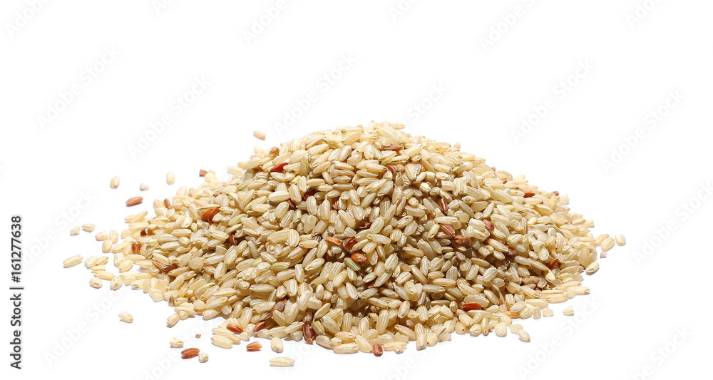Integral, brown rice pile isolated on white background Integral, brown rice pile isolated on white background