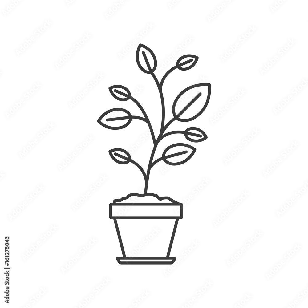 monochrome silhouette of plant in flower pot vector illustration monochrome silhouette of plant in flower pot vector illustration