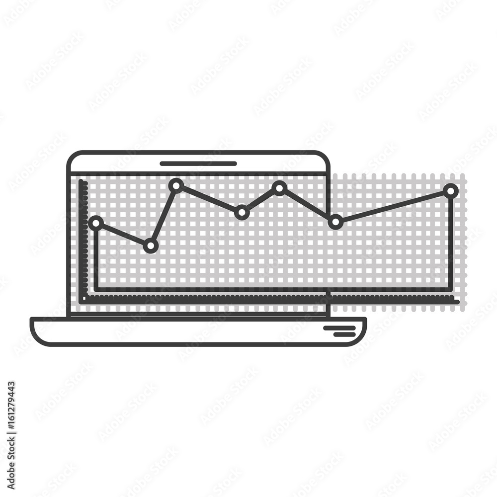 monochrome silhouette of laptop computer and financial risk graphic vector illustration monochrome silhouette of laptop computer and financial risk graphic vector illustration