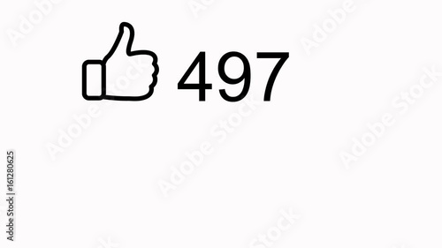 Animated counter quickly increasing to 1000 likes. White background, 4K, PAL 25 fps