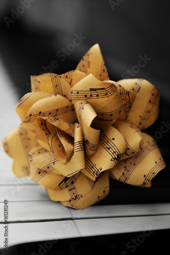 Rose made of music notes on...