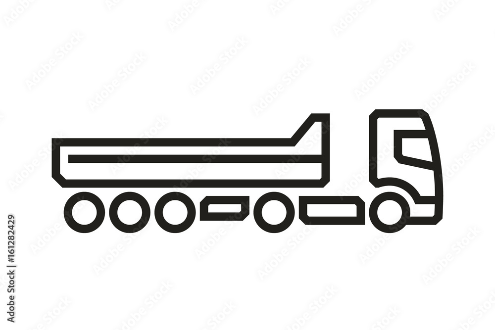 Vehicle Icons: Tipper Truck Semitrailer. Vector.