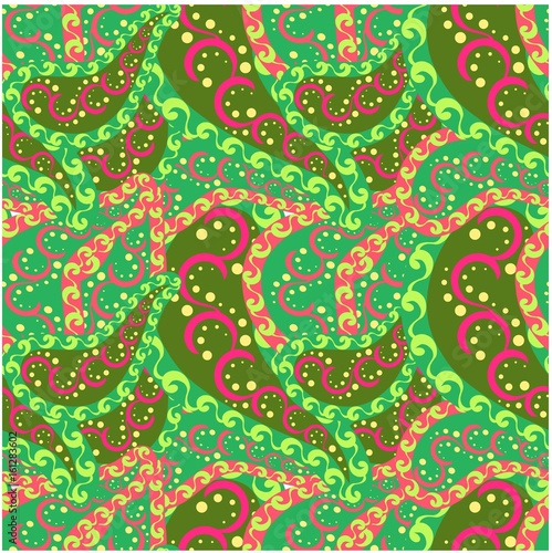 Seamless paisley red and green pattern stock vector illustration