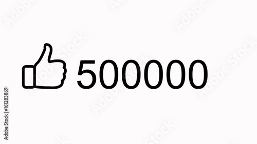Animated counter quickly increasing to 1 million likes. White background, 4k, NTSC 29,97 fps