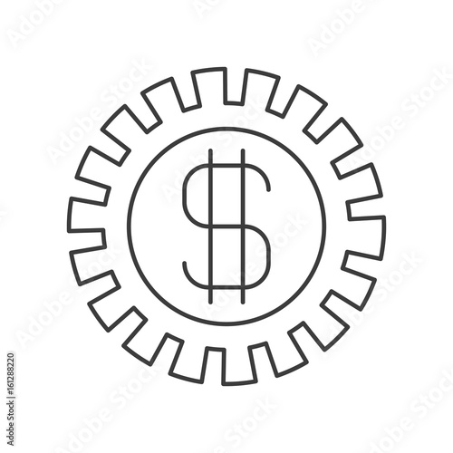 monochrome silhouette of pinion with money symbol vector illustration