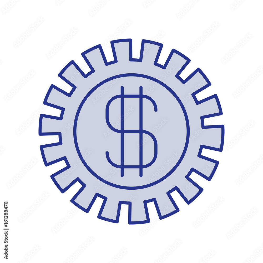 blue silhouette of pinion with money symbol vector illustration blue silhouette of pinion with money symbol vector illustration