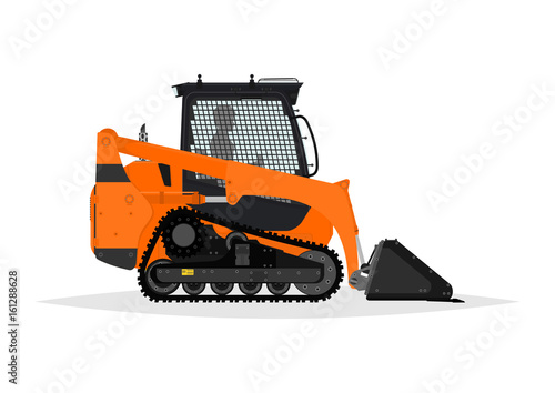 Compact track loader. Side view. Vector.