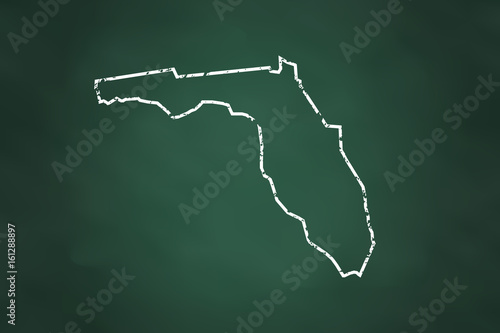 Florida State Borderline Map Chalk Style