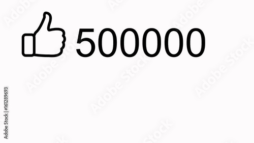Animated counter quickly increasing to 1 million likes. White background, 4k, NTSC 29,97 fps