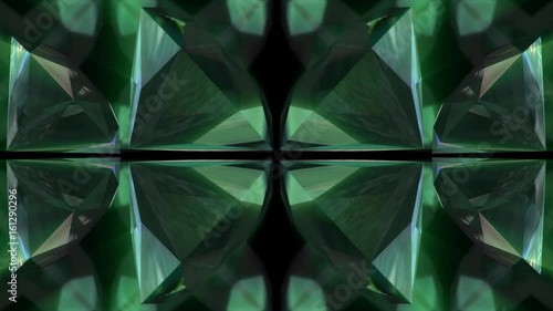 Seamless animation of abstract color changing geometric crystal glass or mirror shape motion graphic. Glass or crystal reflection kaleidoscope kaleida decoration art background texture pattern loop