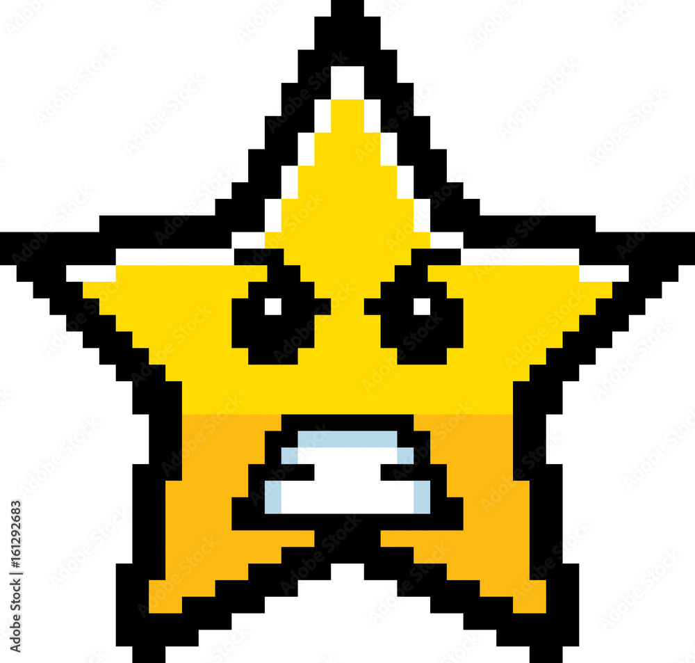 Fototapeta premium Angry 8-Bit Cartoon Star