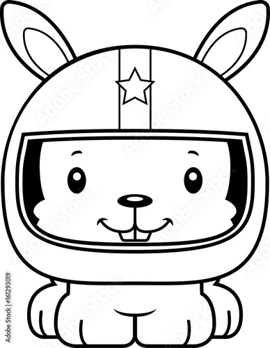 Cartoon Smiling Race Car Driver Bunny