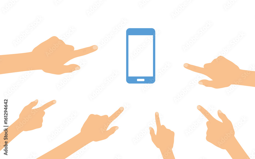 Hände zeigen auf - Smartphone Hände zeigen auf - Smartphone