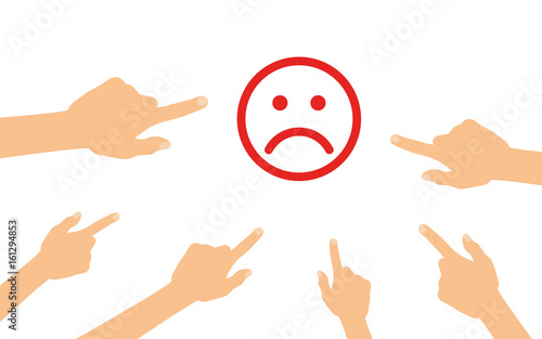 Hände zeigen auf - Smiley unzufrieden